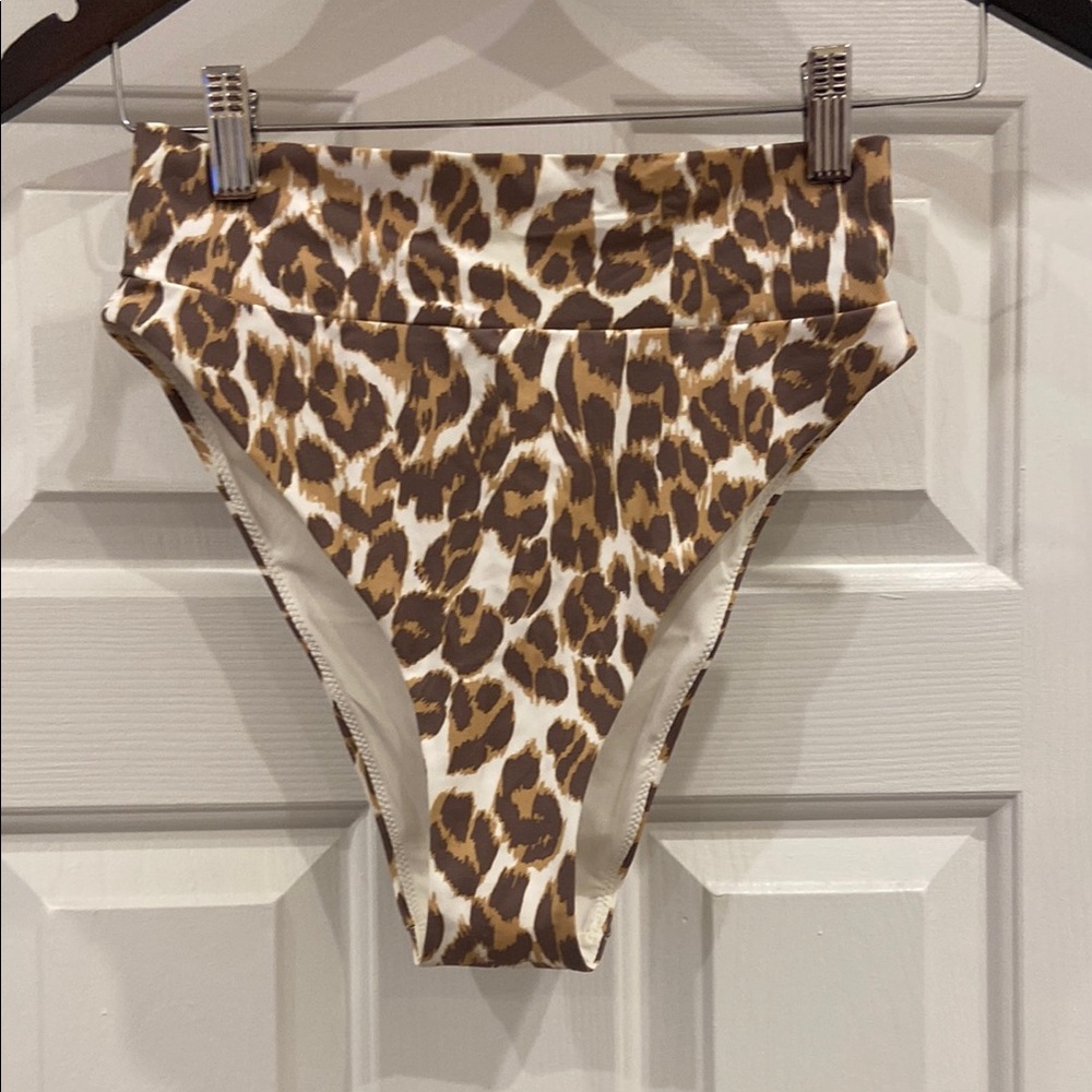 Aerie High Cut Cheeky Leopard Print Bikini Bottom NWT Size M